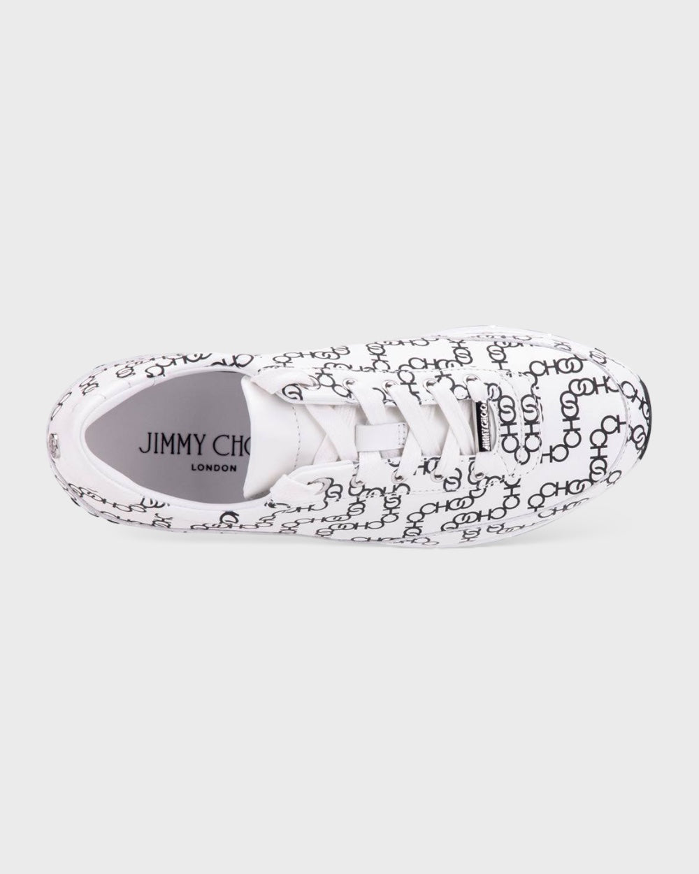 Jimmy Choo White and Black Leather Monza Sneakers