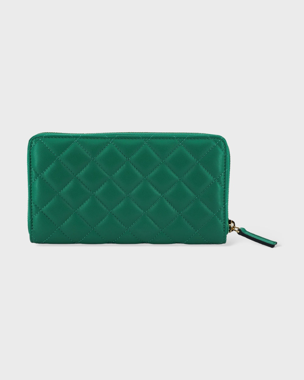 Versace Green Leather Long Zip Around Wallet