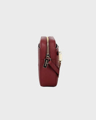 Michael Kors Jet Set East West Large Dark Cherry Leather Zip Chain Crossbody Bag