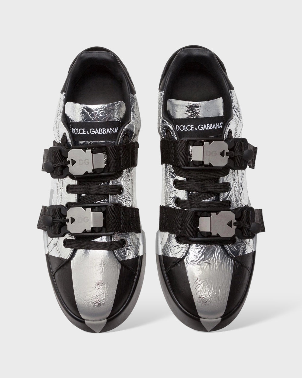 Dolce & Gabbana Zwarte Zilveren Leren Lage Sneakers