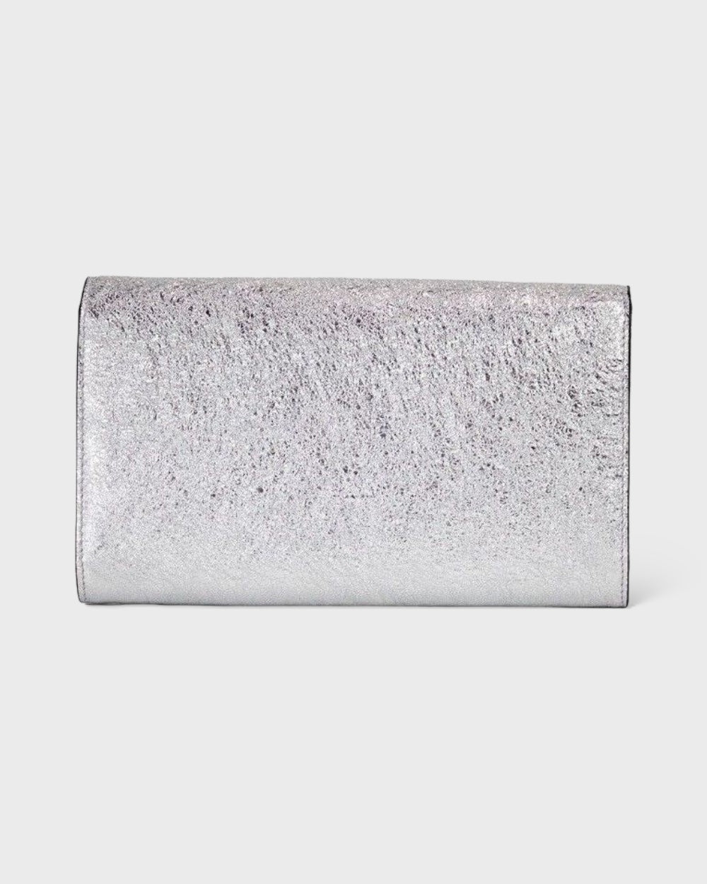 Versace Small Metallic Silver Lamb Leather Medusa Clutch Crossbody Wallet Bag