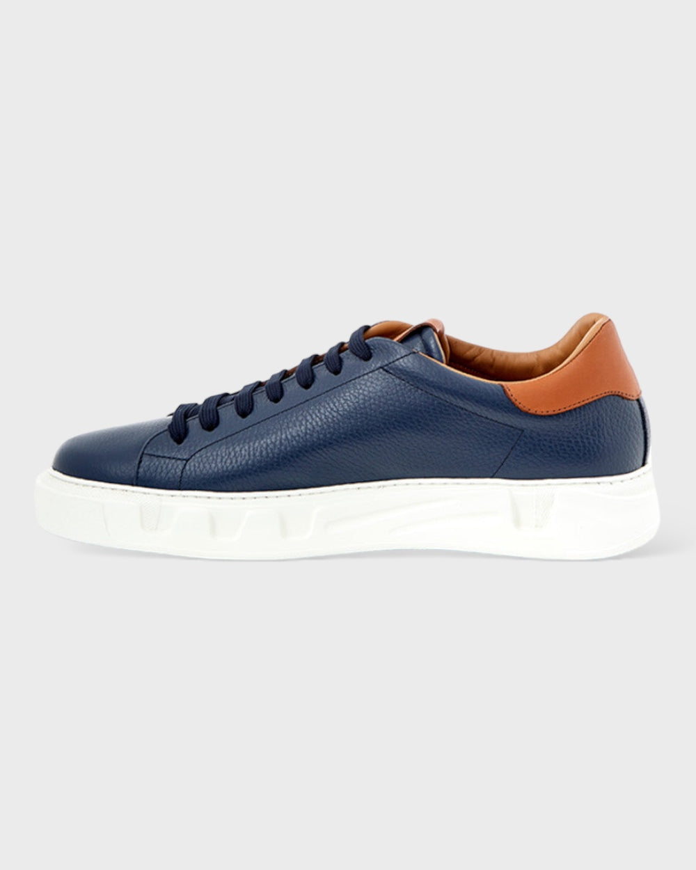 Roberto Cavalli Blue Leather Sneakers with Gold Logo