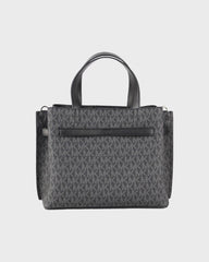 Michael Kors Emilia Small Black Signature PVC Satchel Crossbody Handbag Purse