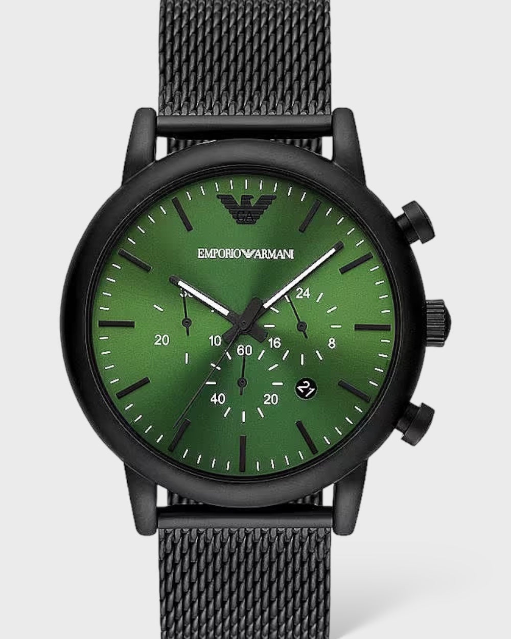 Emporio Armani Zwart en Groen Stalen Chronograaf Horloge