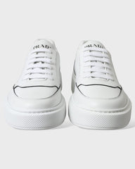 Prada White Leather Montana Low Top Lace Up Sneakers Shoes