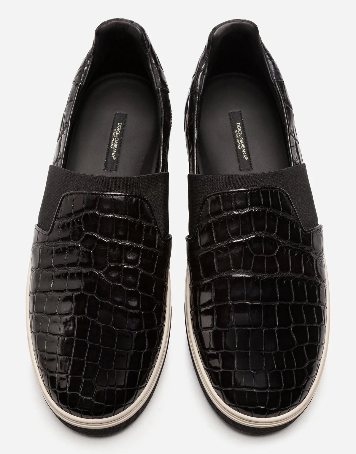 Dolce & Gabbana Zwarte Sneakers van Krokodil-Exotisch Leer