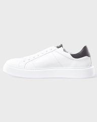 Roberto Cavalli White Leather Sneakers with Silver Logo