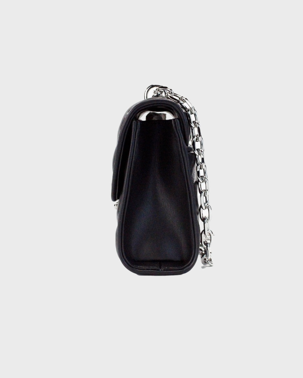 Michael Kors Serena Medium Black Diamond Quilted Faux Leather Flap Shoulder Bag