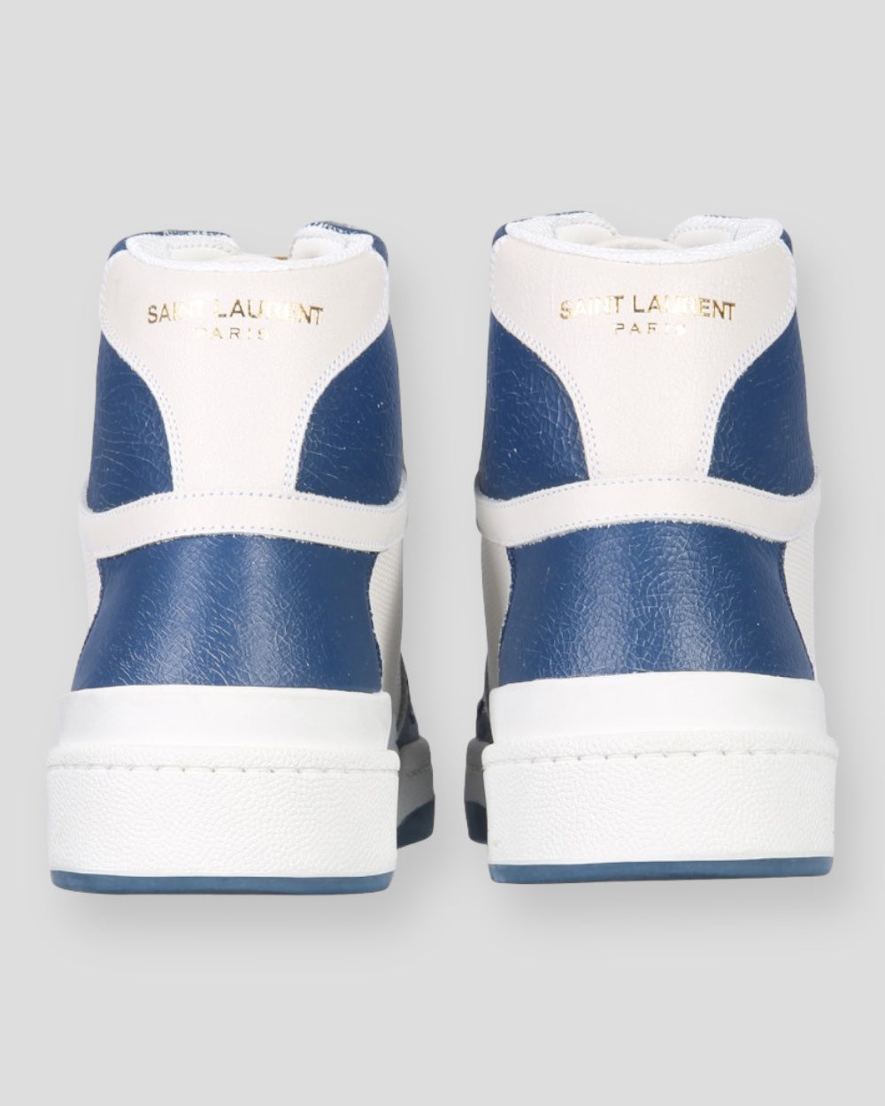 Saint Laurent Blue Calf Leather Mid Top Sneakers