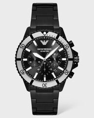 Emporio Armani Zwart Stalen Chronograaf Horloge