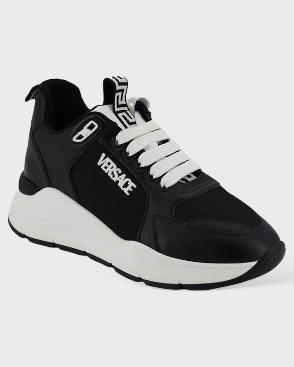 Versace Black and White Calf Leather Sneakers
