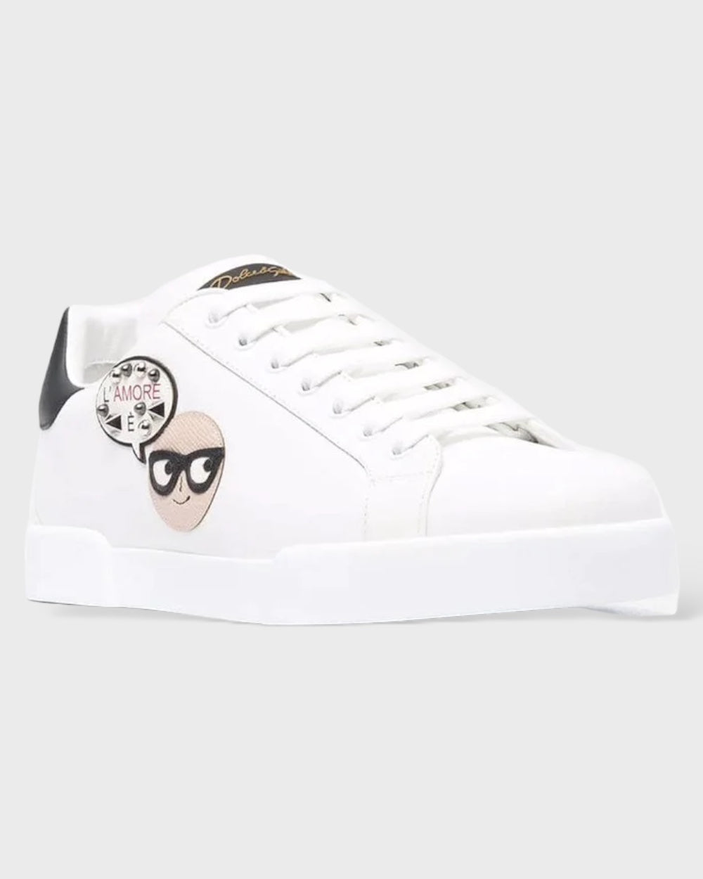 Dolce & Gabbana White Leather #dgfamily Casual Sneakers Shoes