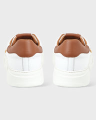 Roberto Cavalli White Leather Sneakers with Gold Logo