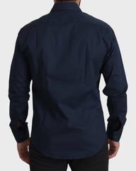 Roberto Cavalli Navy Blue Cotton Dress Formal Shirt