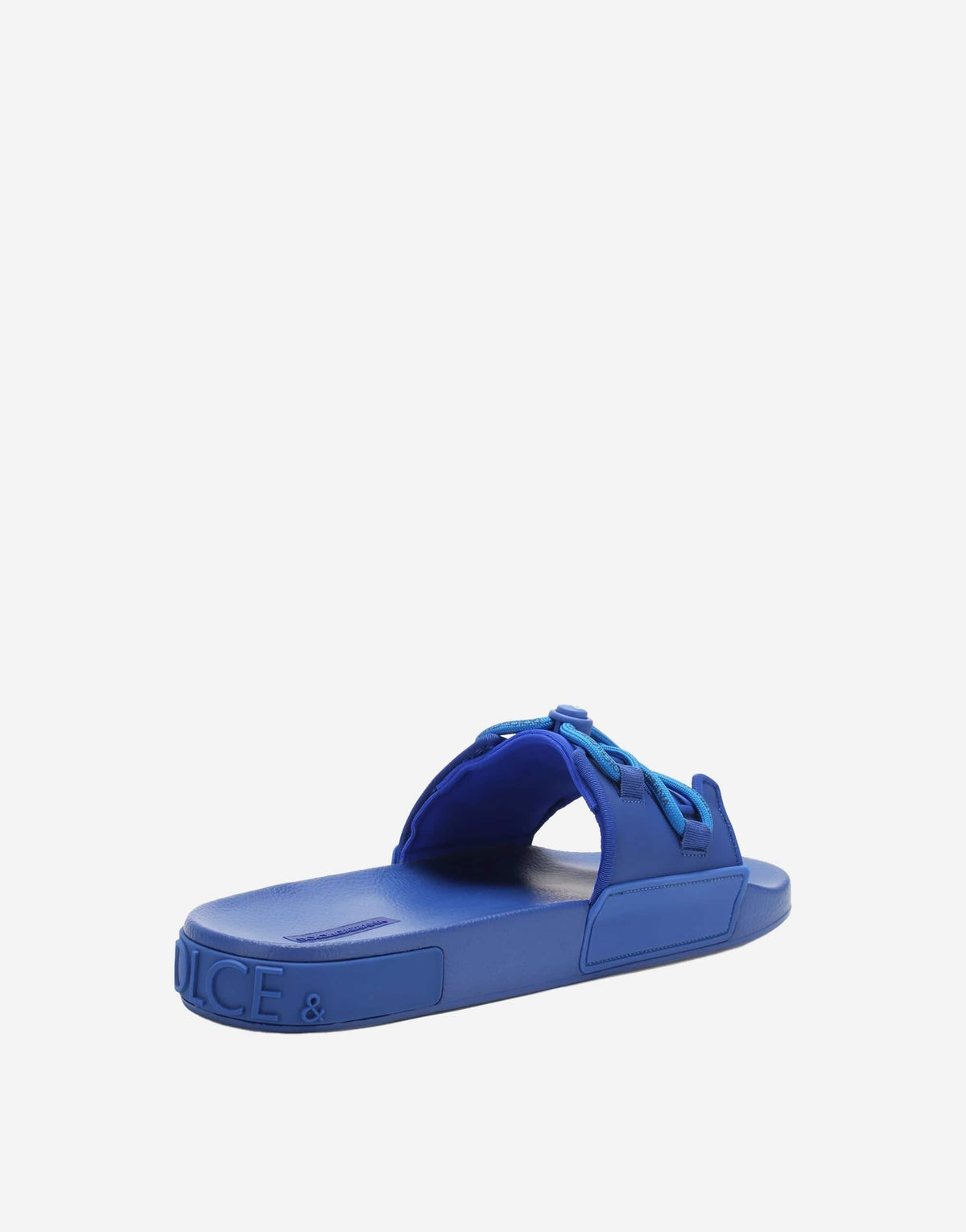 Dolce & Gabbana Blue Stretch Rubber Sandals Slides Slip On Shoes