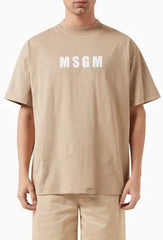 MSGM Beige T-shirt Met MSGM Logo