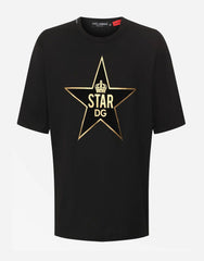 Dolce & Gabbana Black Gold STAR Crown DG Cotton Crewneck T-shirt