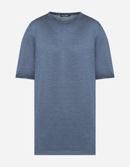 Dolce & Gabbana Blauwe Zijden Heren T-shirt