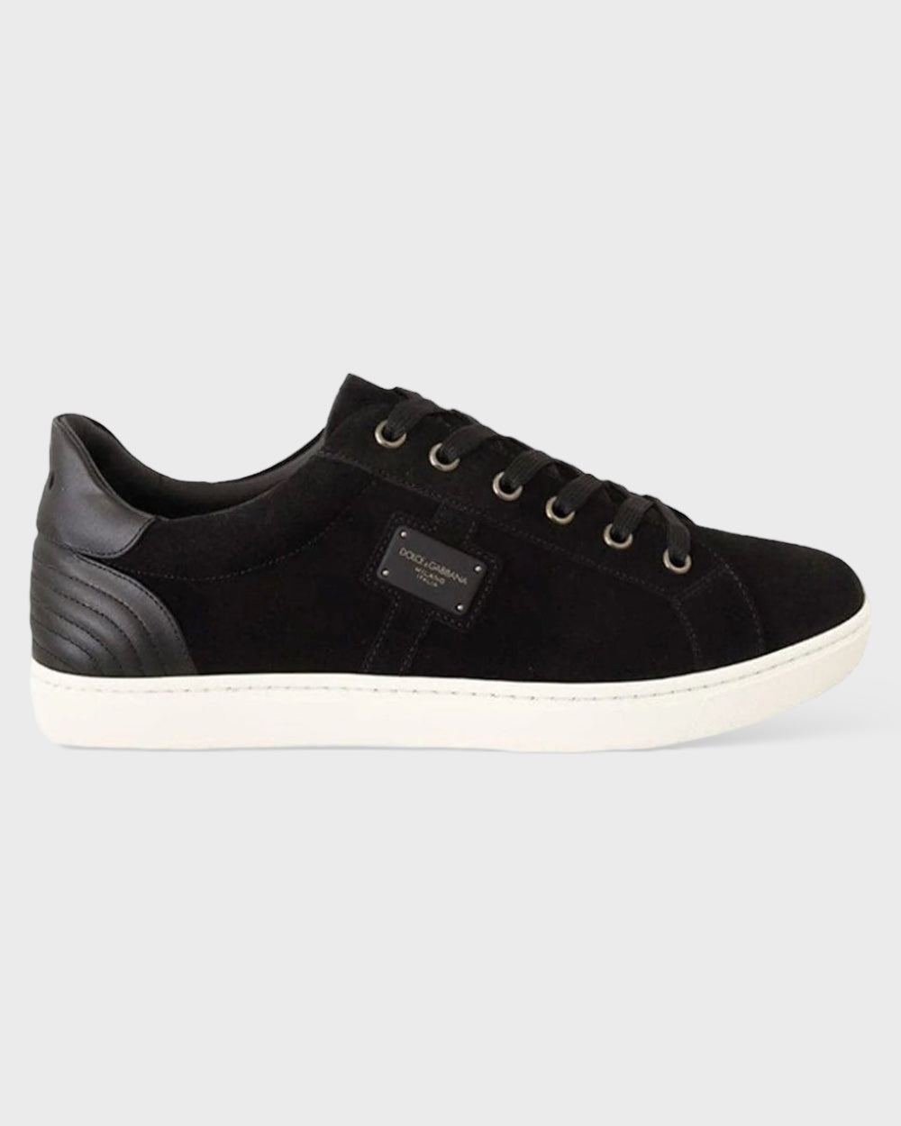 Dolce & Gabbana Black Suede Leather Mens Low Tops Sneakers