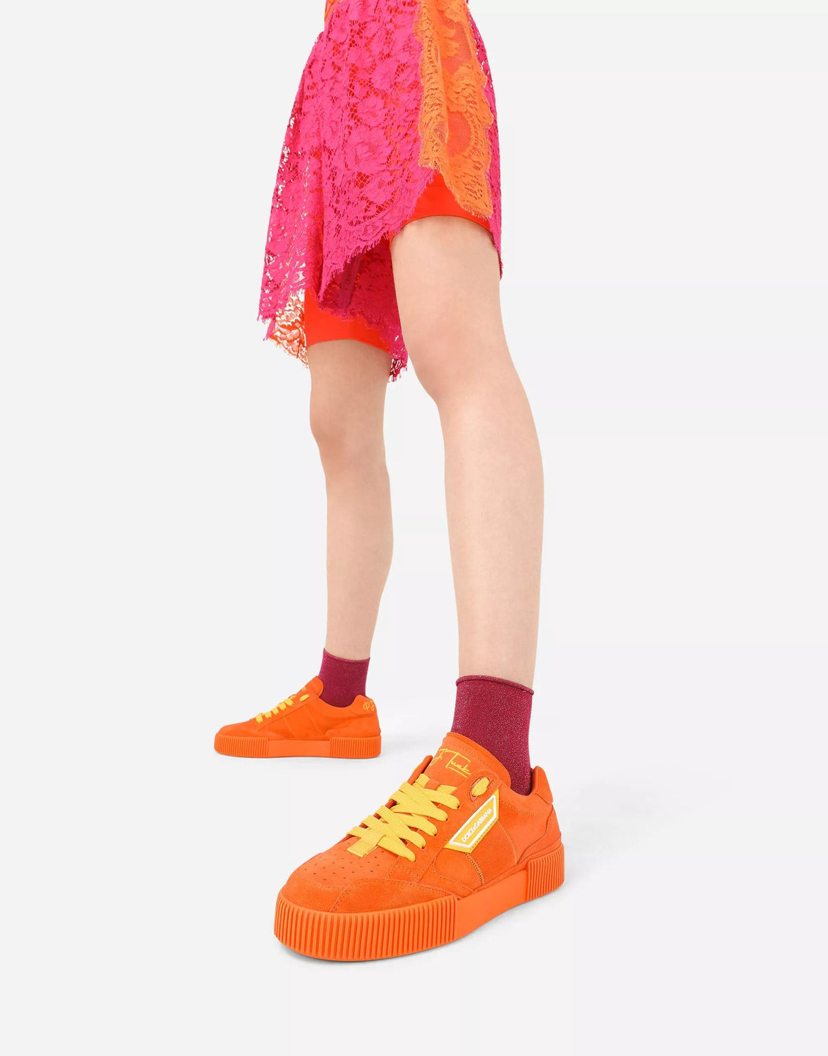 Dolce & Gabbana Oranje Leren Sneakers Dames