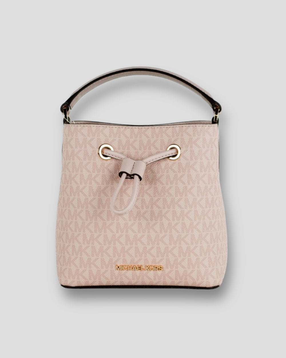 Michael Kors Suri Small Dark Powder Blush Signature PVC Bucket Crossbody Handbag