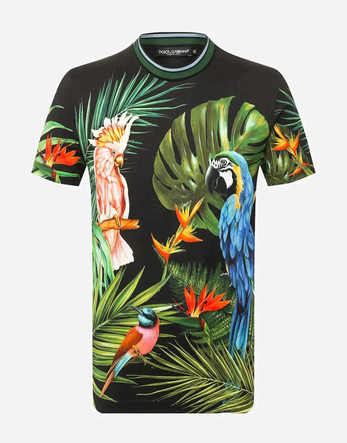 Dolce & Gabbana Black Cotton Jungle Print Crewneck Top T-shirt