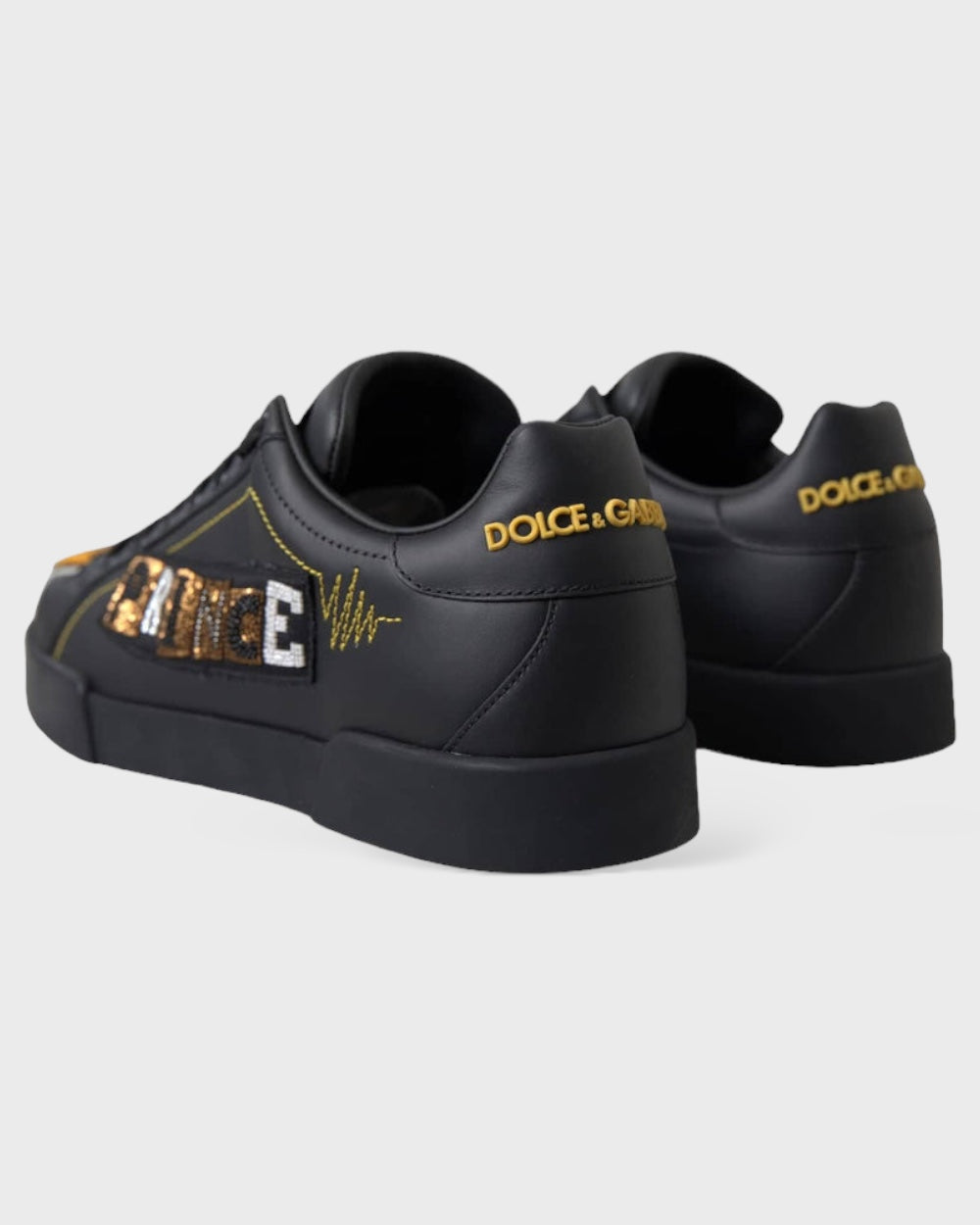Dolce & Gabbana Zwarte Leren Prins Sneakers