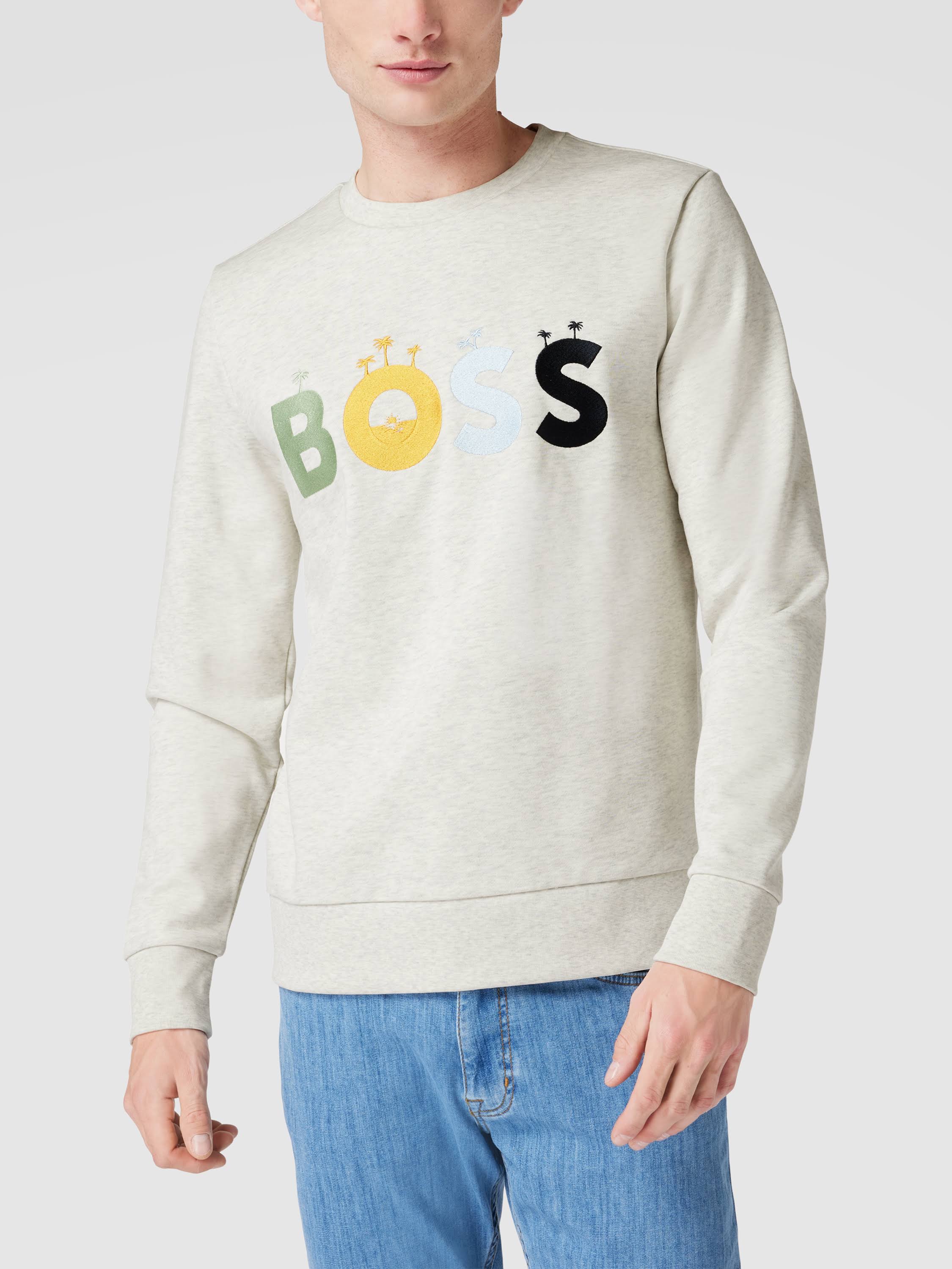 Hugo Boss Grey Cotton Logo Details Sweatshirt