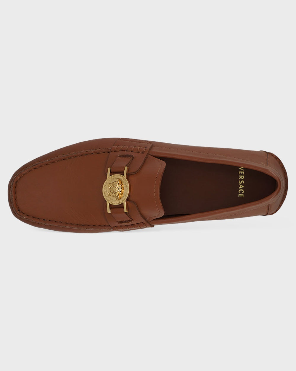 Versace Natural Brown Calf Leather Loafers Shoes
