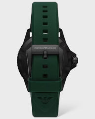 Emporio Armani Green Silicone and Steel Quartz Watch