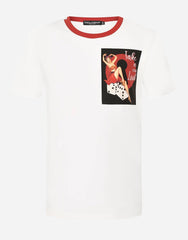 Dolce & Gabbana Cotton White Logo Print Crewneck T-shirt