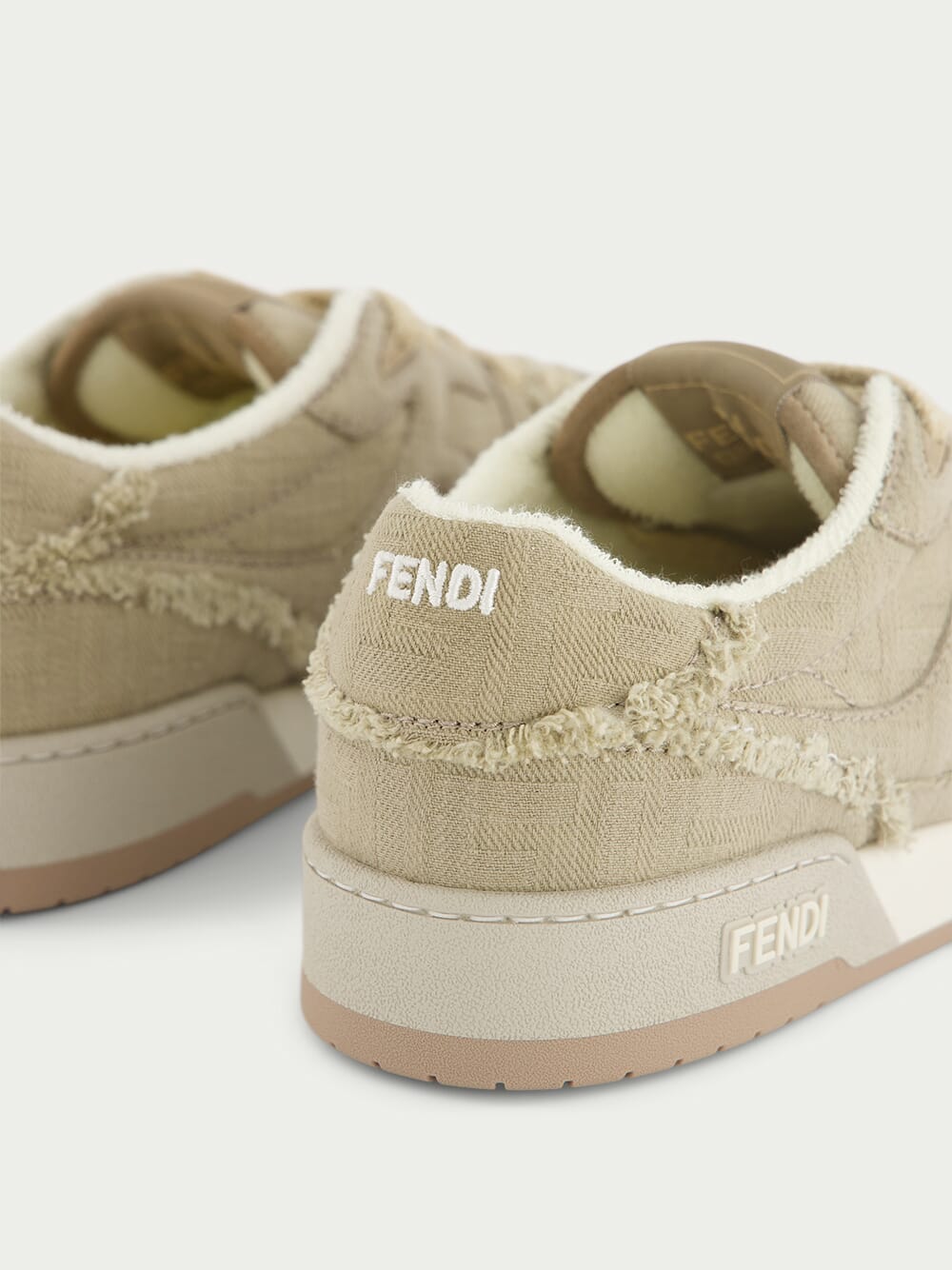 Fendi Grey Calf Leather Low Top Sneakers