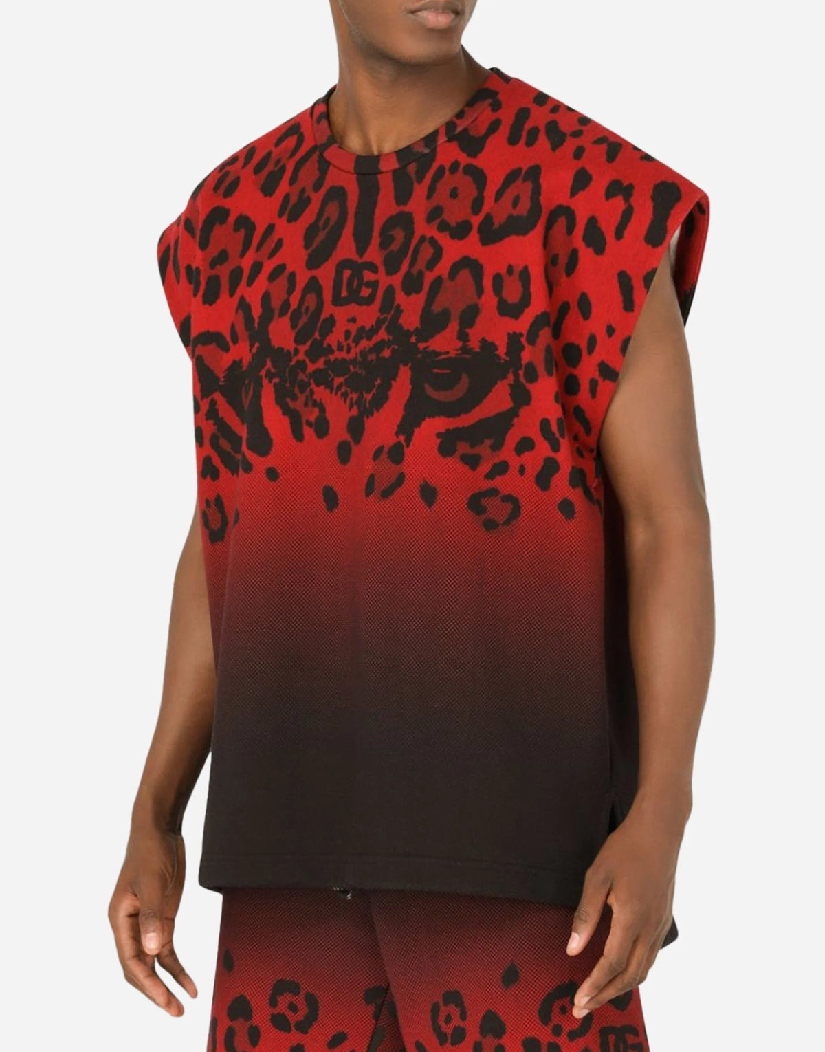 Dolce & Gabbana Rode Luipaardkatoenen Tanktop T-shirt
