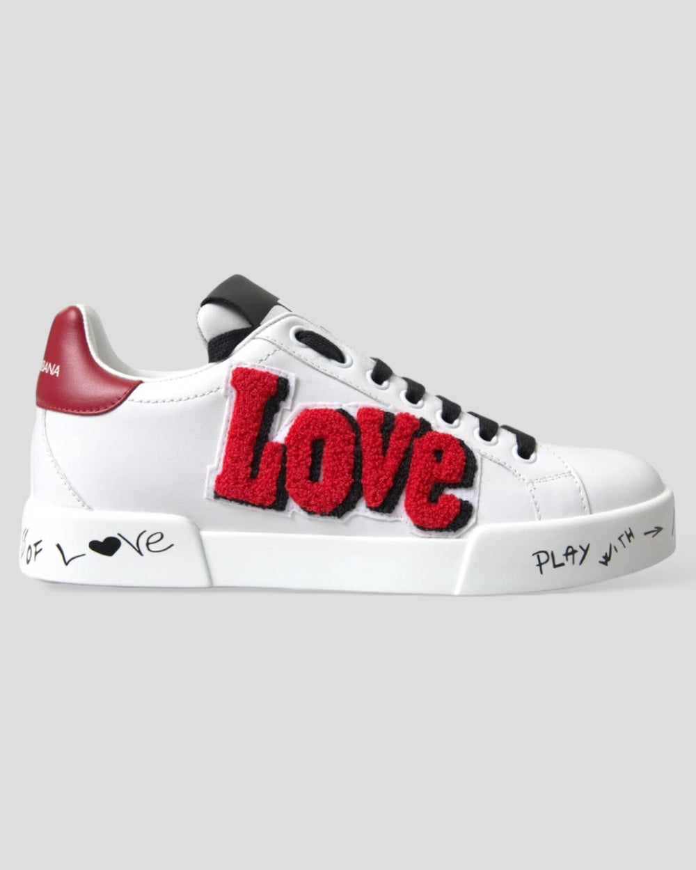 Dolce & Gabbana White Love Patch Portofino Classic Sneakers Shoes