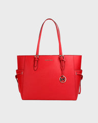Michael Kors Gilly Large Bright Red Leather Drawstring Travel Tote Bag Purse