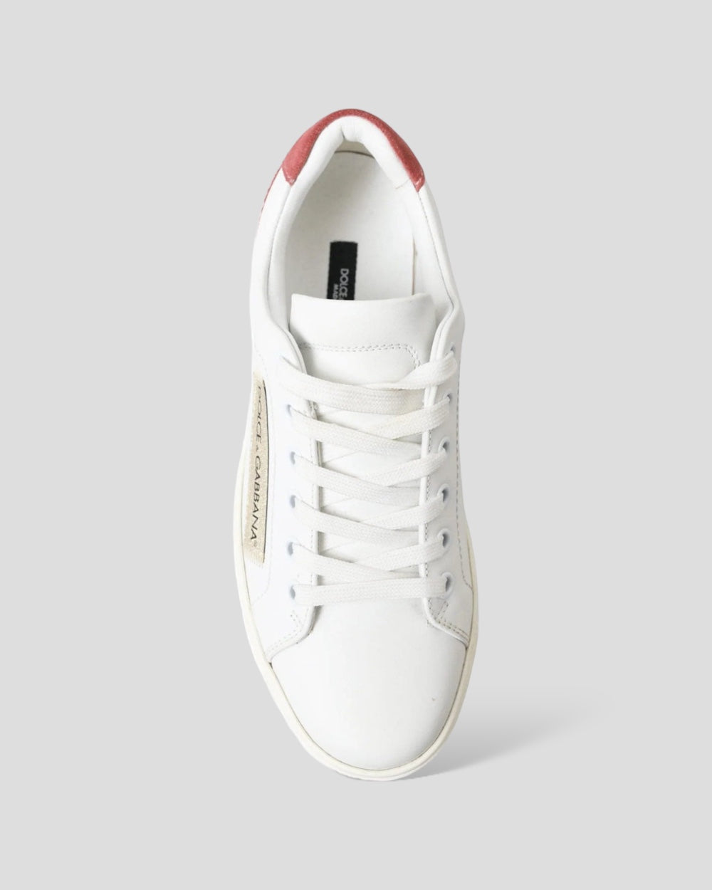 Dolce & Gabbana White Pink Leather Low Top Sneakers Shoes
