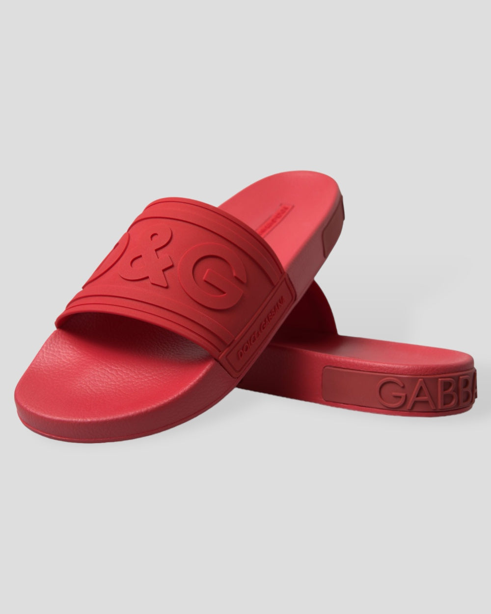 Dolce & Gabbana Red Rubber Summer Beach Slides Sandals