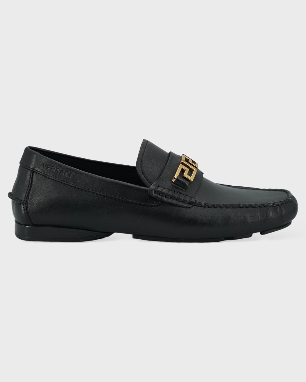 Versace Black Calf Leather Loafers Shoes
