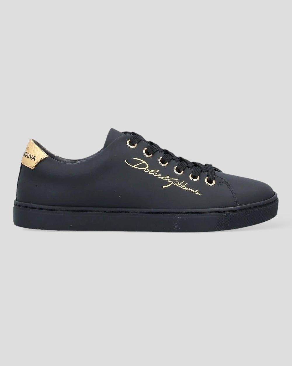 Dolce & Gabbana Zwarte Gouden Leren Klassieke Sneakers