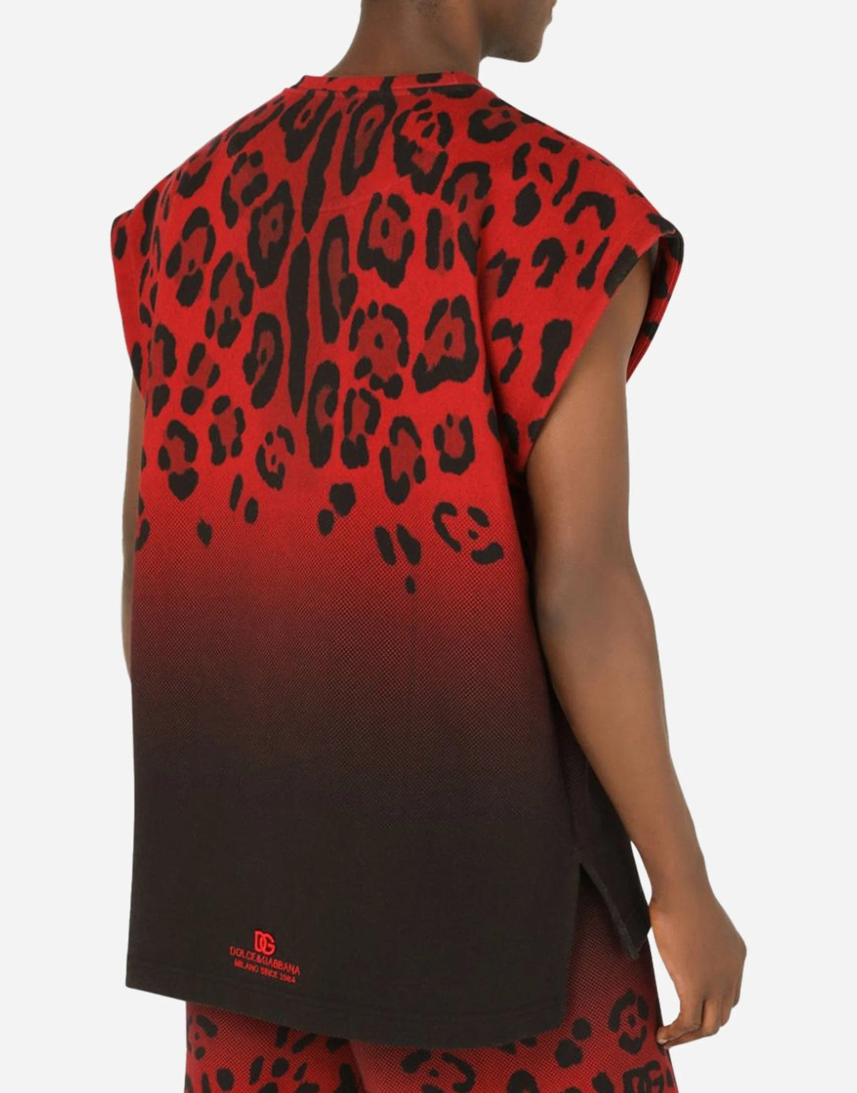 Dolce & Gabbana Rode Luipaardkatoenen Tanktop T-shirt