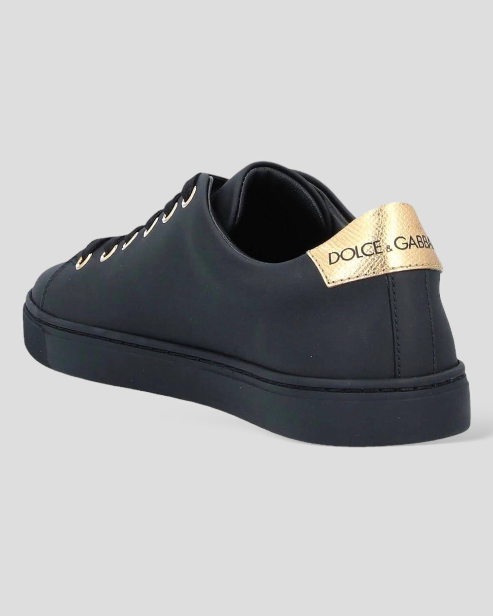 Dolce & Gabbana Zwarte Gouden Leren Klassieke Sneakers
