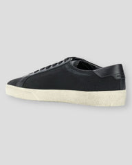 Saint Laurent Black Canvas & Leather Low Top Sneakers