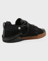Dolce & Gabbana Brown Leather Black Shearling Sneakers
