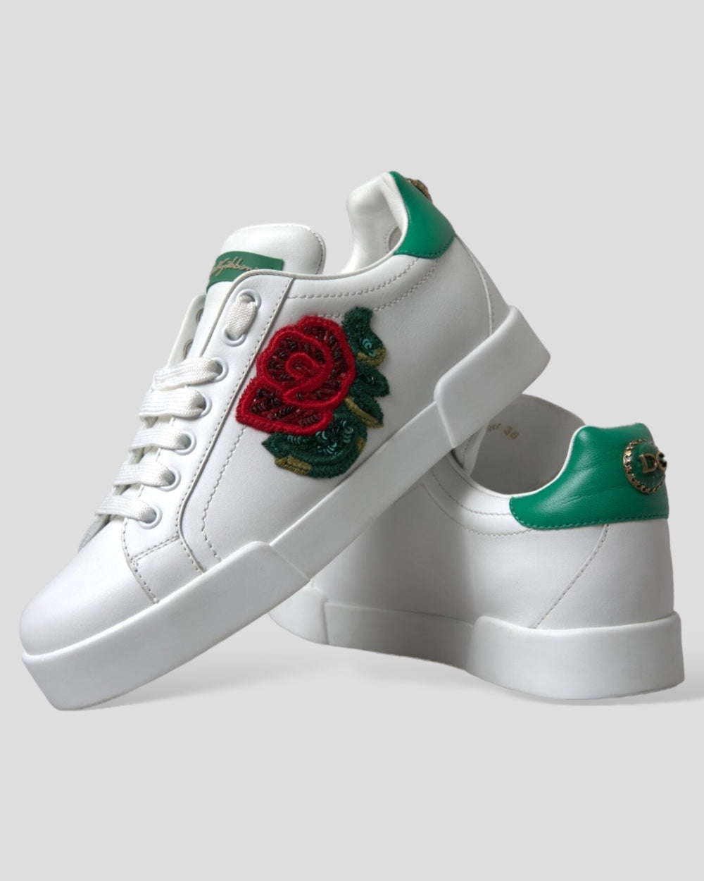 Dolce & Gabbana White Portofino Rose Classic Sneakers Shoes