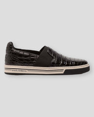 Dolce & Gabbana Zwarte Sneakers van Krokodil-Exotisch Leer