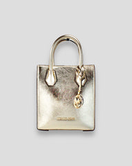 Michael Kors Mercer XS Pale Gold Metallic North South Shopper Crossbody Bag
