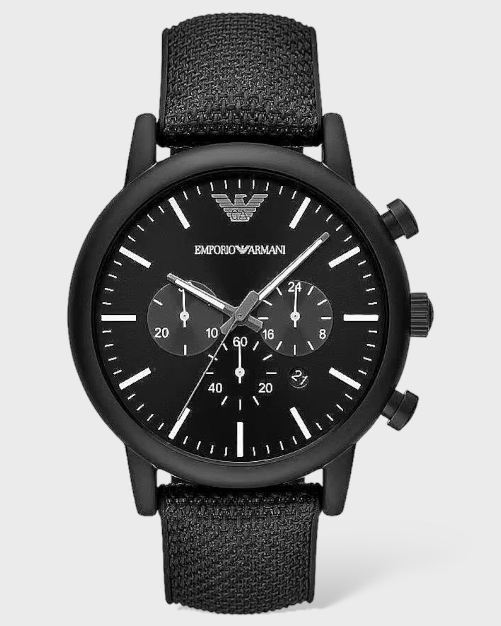 Emporio Armani Zwarte Silicone en Stalen Chronograaf Horloge
