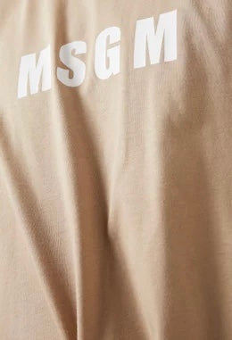 MSGM Beige T-shirt Met MSGM Logo