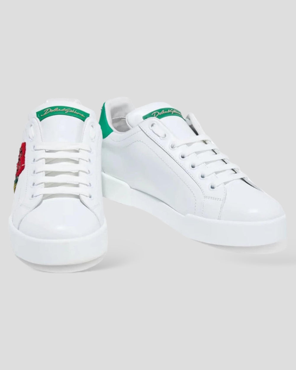 Dolce & Gabbana White Portofino Rose Classic Sneakers Shoes