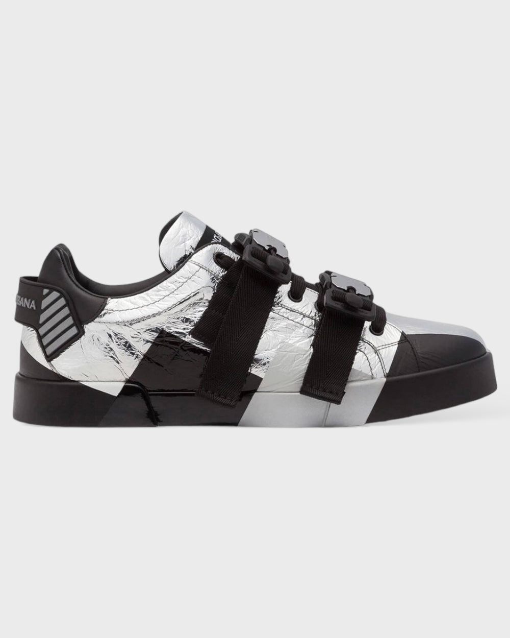 Dolce & Gabbana Zwarte Zilveren Leren Lage Sneakers